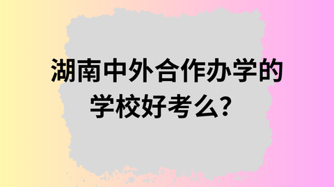 湖南中外合作办学的学校好考么？.png